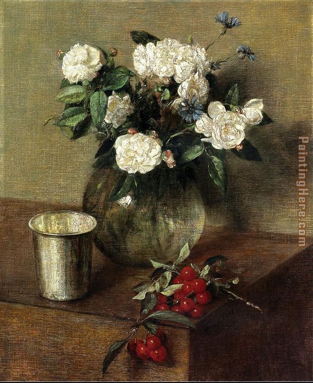 Henri Fantin-Latour White Roses and Cherries